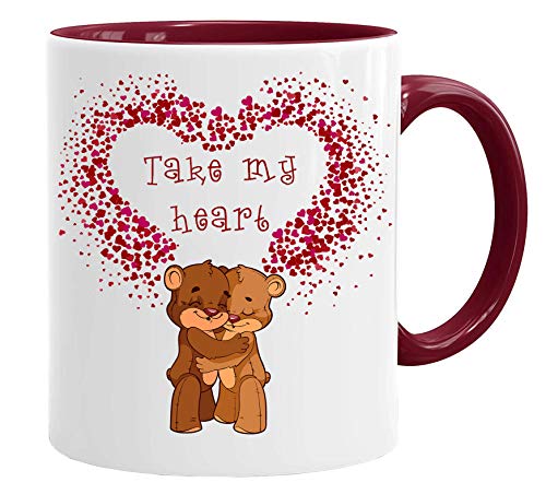 Take my heart - Fun Keramik Tasse Kaffee Tee Becher Perfekt Valentines/Ostern/Sommer/Weihnachten/Geburtstag/Jahrestag Geschenk von Acen Merchandise