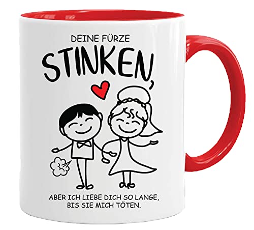 Tasse Mit Spruch & Geschenkbox | Deine Fürze Stinken - Bestes Kaffeetassen Für Ihn - lustige geschenke für männer - Furzen Büro Becher Geschenk - Spülmaschinenfeste Kaffeebecher (Rot) von Acen Merchandise