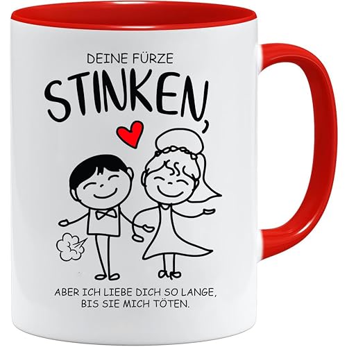 Tasse Mit Spruch & Geschenkbox | Deine Fürze Stinken - Bestes Kaffeetassen Für Ihn - lustige geschenke für männer - Furzen Büro Becher Geschenk - Spülmaschinenfeste Kaffeebecher (Rot) von Acen Merchandise