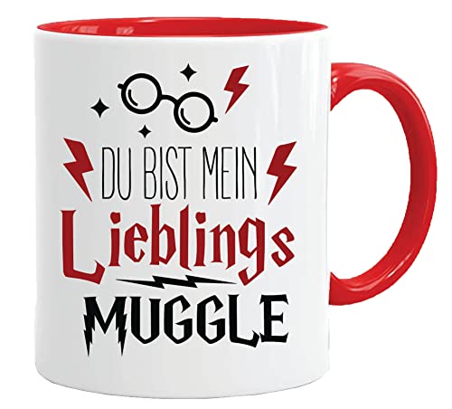 Tasse mit Spruch Du bist mein Lieblings Muggle | Kaffeetasse Teetasse Geschenkidee Geschenk | Tasse & Geschenkbox-Set (Rot) von Acen Merchandise