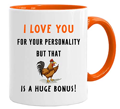 Tasse mit Spruch lustig 'I love you for your personality' Liebestassen Valentin Geschenk für Sie Ihn verliebte Paare Rot mit Geschenkbox von Acen Merchandise