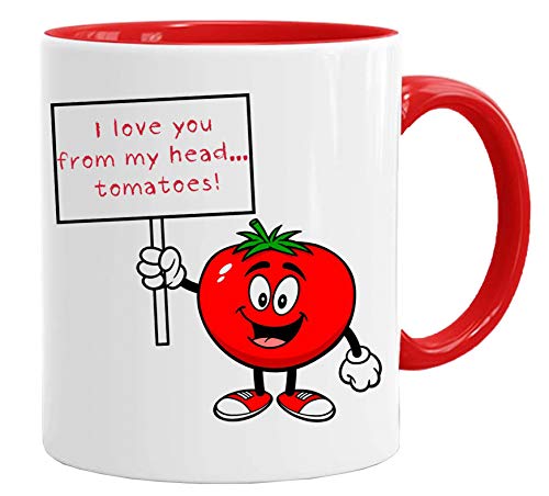 Tasse mit spruch | I love you from my head...tomatoes | lustig Kaffee Tassen, lustig Geschenk, valentinstag geschenk für ihn, valentinstag tasse, tasse weihnachten von Acen Merchandise
