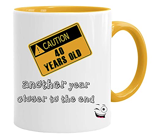 Tasse zum 40. Geburtstag, Weihnachten, lustiges Geschenk, Feiern, alt, groß, robuster Griff, Dino-beschichtet, spülmaschinenfest, mikrowellengeeignet, Keramik von Acen Merchandise