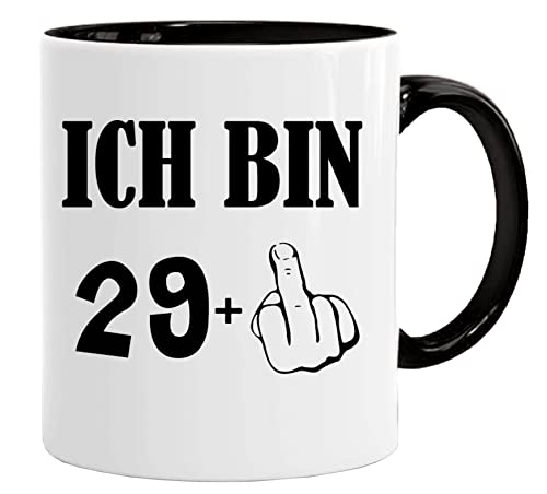 Tasse zum Geburtstag mit lustigem Spruch und Kater mit Stinkefinger - Ich Bin 29+ - Becher/Mug als witziges Geschenk/Lustige und Originelle Geschenke/Tee-Kaffeetasse inkl. Geschenkbox von Acen Merchandise