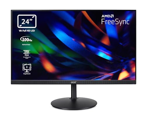 Acer CBA242YH Monitor 23,8 Zoll (60 cm Bildschirm) Full HD, 100Hz HDMI, 75Hz VGA, 4ms (GTG), HDMI 1.4, VGA, höhenverstellbar, drehbar, FreeSync, Schwarz von acer