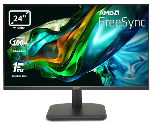 Acer EK241YH Monitor 23,8 Zoll (60 cm Bildschirm) Full HD, 100Hz HDMI, 75Hz VGA, 5ms (GTG), HDMI 1.4, FreeSync, Schwarz von Acer