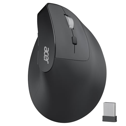 acer Ergonomische Maus Kabellos, Wiederaufladbare 2.4GHz Vertikale Maus mit 3 Einstellbaren DPI, 6 Tasten, Ergonomisch Büromaus Vertical Wireless Mouse für Windows, mac OS, Linux, Chrome OS, usw. von acer