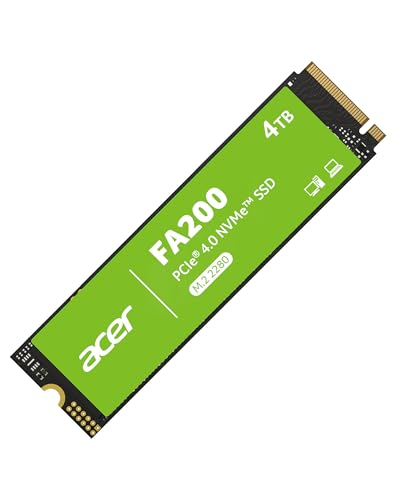 acer FA200 PCIe 4.0 NVMe SSD 4TB: bis zu 7200 MB/s Lesegeschwindigkeit, Gen4x4 M.2 2280 Interne Festplatte mit HMB & SLC – Solid State Drive für Laptop/Desktop PC/Gaming (PS5 Kompatibel) von acer