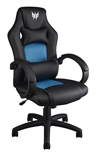 Acer Predator Rift Essential Gaming Stuhl (Lendenwirbelstütze und ergonomische Kopfstütze, ultraweiche Armlehnen, breite Sitzfläche, für Nutzer bis zu 150 kg) schwarz/blau von Acer