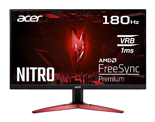 Acer Nitro KG241YS3 Gaming Monitor 23,8 Zoll (60 cm Bildschirm) Full HD, 180Hz, 1ms (VRB), 2xHDMI 2.0, DP 1.2, AMD FreeSync Premium, Schwarz von Acer