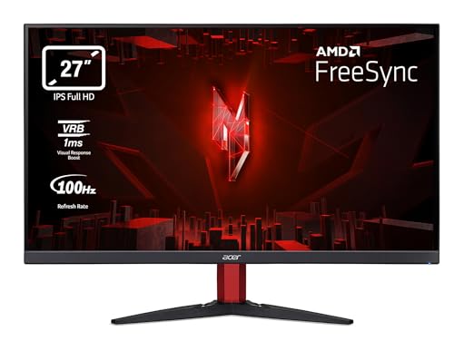 Acer Nitro KG272E Gaming Monitor 27 Zoll (69 cm Bildschirm) Full HD, 100Hz HDMI, 75Hz VGA, 1ms (VRB), 2xHDMI 1.4, VGA, AMD FreeSync, Schwarz von acer