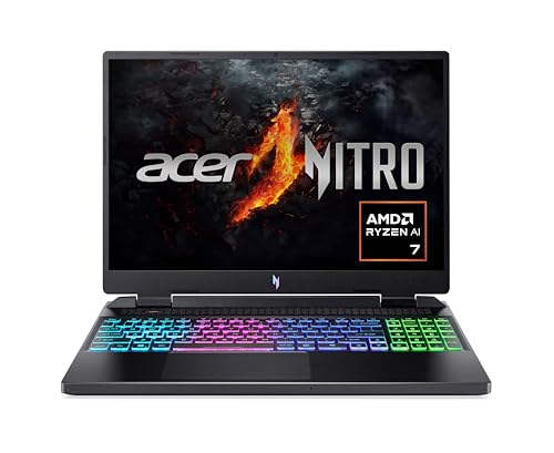 Acer Nitro 16 (AN16-42-R39G) Gaming Laptop | 16" WQXGA IPS 180Hz Display | AMD Ryzen 7 8845HS | 16 GB RAM | 1 TB SSD | NVIDIA GeForce RTX 4070 | Windows 11 | QWERTZ Tastatur | schwarz von acer