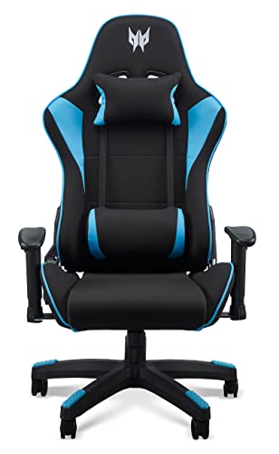 Acer Predator Rift lite Gaming Stuhl (Abnehmbare Lenden- und Kopfstütze, verstellbare 2D-Armlehnen, Zwei-Polster-Kissen, 155° neigbare Rückenlehne, für Nutzer bis zu 120 kg) schwarz/blau von Acer