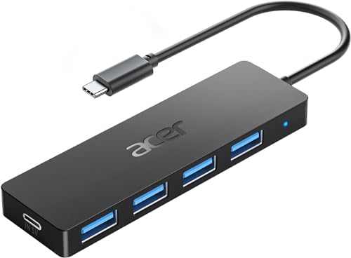 acer USB C HUB 3.0 mit USB-C-Stromversorgung, Ultra Slim Multiport Hub 4 Ports USB 3.0 Adapter für iPhone 15/16 Serie, MacBook/iPad Pro, iMac, Surface Pro, PC, Laptop, Tablets, Tastatur, Maus.- 20cm acer USB C HUB 3.0 mit USB-C-Stromversorgung, Ultra Slim Multiport Hub 4 Ports USB 3.0 Adapter für iPhone 15/16 Serie, MacBook/iPad Pro, iMac, Surface Pro, PC, Laptop, Tablets, Tastatur, Maus.- 20cm von acer
