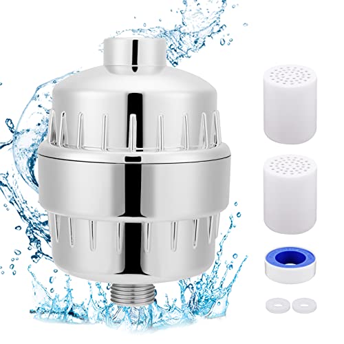 Aceshop 20 Stage Duschfilter Hochleistungs-Duschwasserfilter Wasserenthärter Duschkopffilter Universal-Duschkopffilter mit 2 austauschbaren Kartuschen für hartes Wasser Entfernen von Chlor und Fluorid von Aceshop