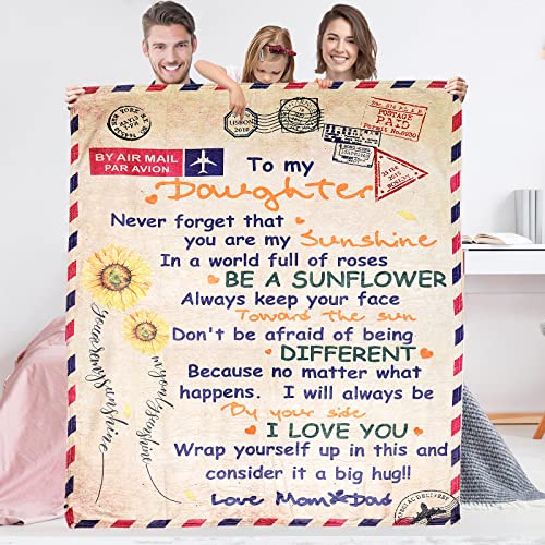 Aceshop Personalisierte Kuscheldecke An MeineTochter von Eltern, to My Daughter Decke Superweiche Flanelldecke Positiv Ermutigen Flauschige Wohndecke Brief Gedruckt Decken Geschenke 150 * 200cm von Aceshop