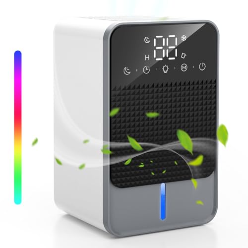 Luftentfeuchter Elektrisch,1500ml Tragbarer Luftentfeuchter Raumentfeuchter für Zuhause mit 2 Geschwindigkeiten Timer Auto-Off Raumentfeuchter Leise mit 7 Farblichter Automatisches Abtauen für Büro/RV von Aceshop