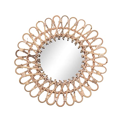 Acesunny Wandspiegel aus Rattan kreisfrmiger Wandspiegel mit Sonnenblume Rattanspiegel Rattan Spiegel Runder Ankleide Badezimmer Spiegel Innovative dekorative von Acesunny