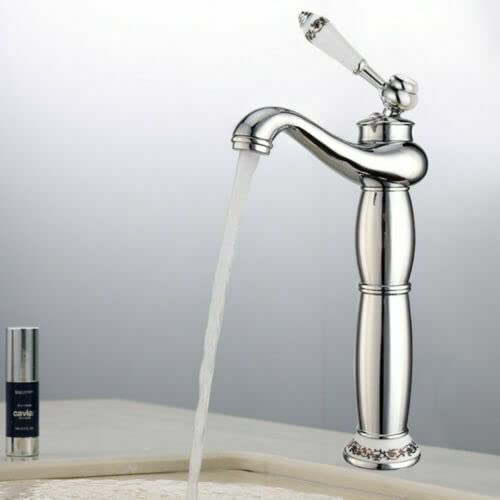 Acesunny Wasserhahn Antikes Messing Mischbatterie Bad Küchen Armatur Waschtischarmatur Retro Waschbecken Wasserhahn Messing Bad Mischer Antik Waschtisch Amatur 30cm (Silber) von Acesunny