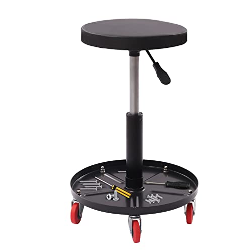 Acesunny Werkstattsitz Werkstatt Drehbarer Stuhl Hocker Werkstattstuhl Werkstatthocker 360° Drehbarer Einstellbar Pneumatischer Werkstatthocker mit Ablagetablett von Acesunny