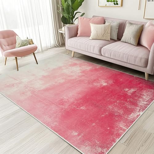 Acetiamin Maschinenwaschbarer Teppich, rutschfest, abstrakt, für Kinder, Niederflor-Teppich für Wohnzimmer, Schlafzimmer, Esszimmer und Kinderzimmer (12,7 x 17,8 cm, Rosa) von Acetiamin