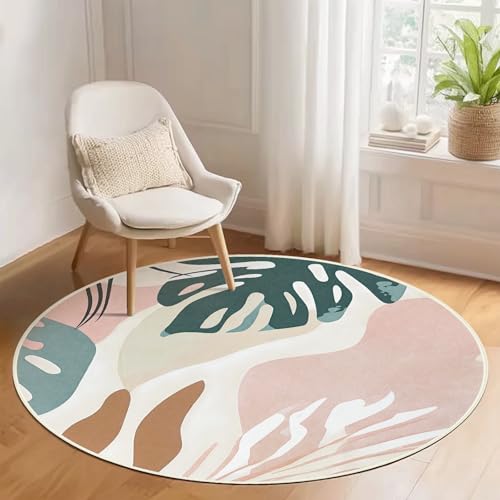 Acetiamin Maschinenwaschbarer runder Teppich, rutschfest, abstrakt, Boho-Kreis, Bodenteppiche für Kinder, Niederflor-Teppich für Wohnzimmer, Schlafzimmer, Esszimmer und Kinderzimmer (102 cm, Rosa-Grün Acetiamin Maschinenwaschbarer runder Teppich, rutschfest, abstrakt, Boho-Kreis, Bodenteppiche für Kinder, Niederflor-Teppich für Wohnzimmer, Schlafzimmer, Esszimmer und Kinderzimmer (102 cm, Rosa-Grün von Acetiamin