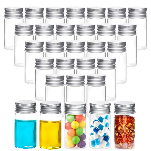 Acetiti 30 Stück 25ml Reagenzgläser mit Schraubverschluss, Transparent Reagenzglas Reagenzgläser mit Deckel Klare Flüssigkeitsprobe Fläschchen Flaschen Laborröhrchen für Hochzeit Party Süßigkeiten von Acetiti