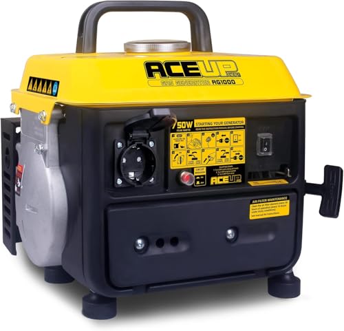Aceup Energy Tragbare Stromgenerator 750W Benzin Stromerzeuger Notstromaggregat mit 230 V Steckdose, 4.2 L Tank, 2-Takt Motor, Ultraleicht Generator, 15.9Kg von Aceup Energy