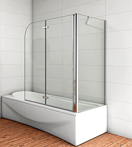 Acezanble Badewannenaufsatz 90x75cm Eck Duschwand Badewanne 2-tlg.Faltwand H140cm von Acezanble