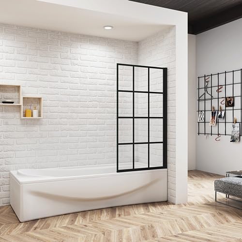 Acezanble Badewannenaufsatz Dusche Duschabtrennung Duschwand für Badewanne,Schwarz,1-tlg,80cm von Acezanble