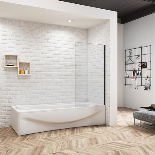 Acezanble Badewannenaufsatz Dusche Duschabtrennung Duschwand für Badewanne,Schwarz,1-tlg,Feste,70cm von Acezanble