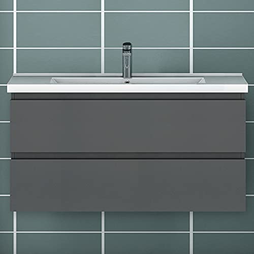 Acezanble Badezimmer Badmöbel 100 cm Waschtisch mit Unterschrank Hängeschrank Anthrazit Acezanble Badezimmer Badmöbel 100 cm Waschtisch mit Unterschrank Hängeschrank Anthrazit von Acezanble