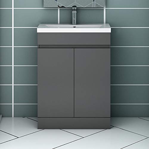 Acezanble Badezimmer Badmöbel 50 cm Standschrank Waschtisch mit Unterschrank Anthrazit von Acezanble