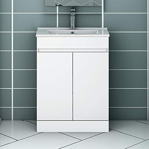 Acezanble Badezimmer Badmöbel 60 cm Standschrank Waschtisch mit Unterschrank Weiß von Acezanble