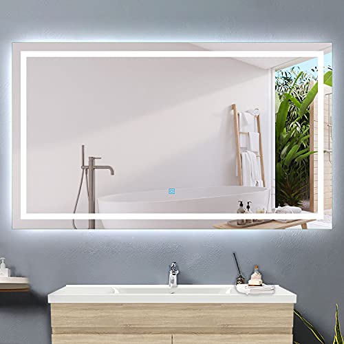 Acezanble Badezimmerspiegel mit Beleuchtung, Großer 140x70cm LED Badspiegel Rechteckiger Spiegel mit Touch,Beschlagfrei,Kaltweißes Licht, Wandspiegel Energiesparend IP44 Acezanble Badezimmerspiegel mit Beleuchtung, Großer 140x70cm LED Badspiegel Rechteckiger Spiegel mit Touch,Beschlagfrei,Kaltweißes Licht, Wandspiegel Energiesparend IP44 von Acezanble