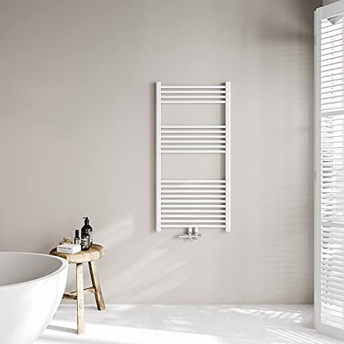 Acezanble Badheizkörper 1200 x 600 mm Weiß Vertikal Garade mit Mittelanschluss Heizung Handtuchwärmer Handtuchheizkörper 710W Design Heizkörper Handtuchhalter Handtuchtrockner von Acezanble