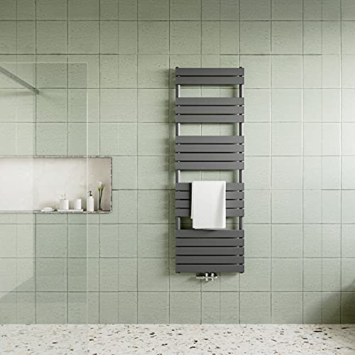Acezanble Badheizkörper Design Flach Heizkörper Handtuchhalter Handtuchtrockner 1800 x 600 mm Anthrazit Vertikal Garade mit Mittelanschluss Heizung Handtuchwärmer Handtuchheizkörper 1168W von Acezanble