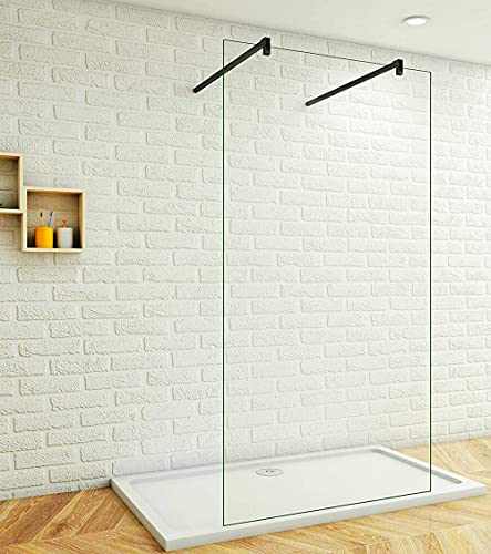 Acezanble Duschabtrennung 50x200cm Duschwand Walk In Dusche 8mm NANO Echtglas Schwarz von Acezanble