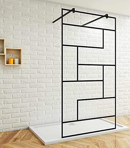 Acezanble Duschabtrennung 90x200cm Duschwand Walk In Dusche 8mm NANO Echtglas Schwarz von Acezanble