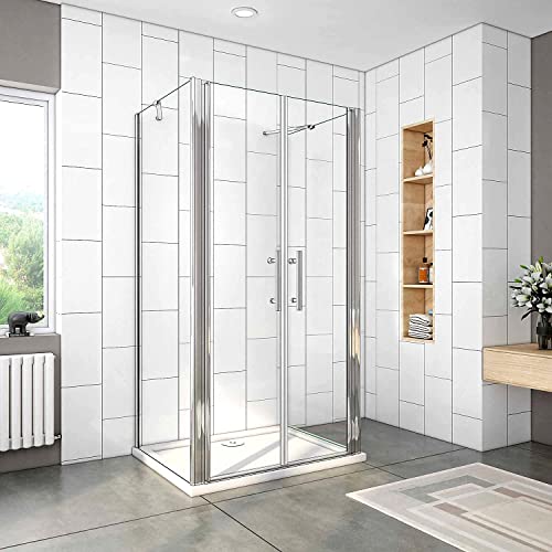 Acezanble Duschkabine 140x90x90cm U-FORM U-Kabine Duschabtrennung Dusche Duschtür Nano Glas Doppel H195cm von Acezanble