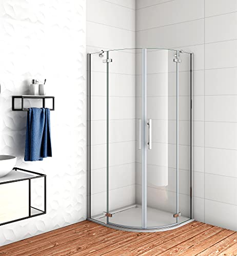 Acezanble Duschkabine 80x80cm Runddusche Duschabtrennung Viertelkreis Dusche H195cm von Acezanble