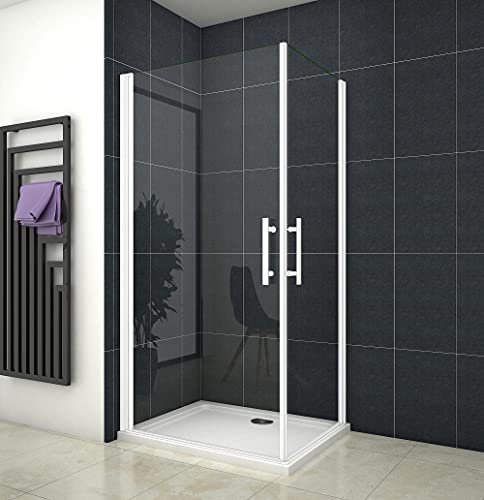 Acezanble Duschkabine 90x90cm Duschabtrennung Eckeinstieg Duschtür Dusche mit 5mm ESG Sicherheitsklarglas H185cm von Acezanble