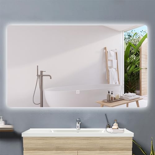 Acezanble LED Badspiegel 120x80cm,Badezimmerspiegel mit Beleuchtung Kaltweiß 6000K Touch,Wandspiegel LED Dimmbar mit Speicherfunktion IP44 von Acezanble