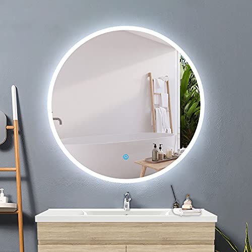 Acezanble Rund LED Badspiegel 100cm,Rund LED Badezimmerspiegel mit Touch Antibeschlag Kaltweiß 6000K,Energiesparend Lichtspiegel Wandspiegel CE IP44 von Acezanble