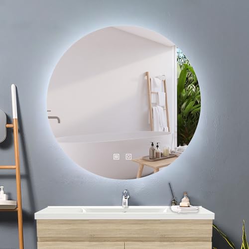 Acezanble Rund LED Badspiegel Ø60cm,Wandspiegel mit Touch+Beschlagfrei+Dimmen+Speicherfunktion+Beleuchtung 2700-6500K,CE IP44 Energieklasse F von Acezanble