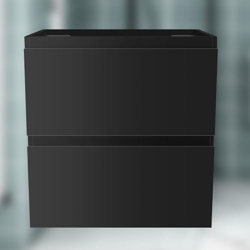 Acezanble Unterschrank Waschtischunterschrank Hochglanz Schwarz,Waschbeckenunterschrank mit 2 Schubladen SoftClose Wandmonatge 50x38,5x52cm von Acezanble