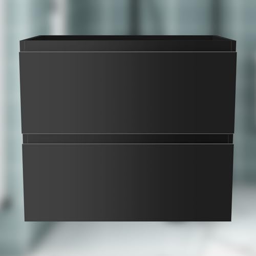 Acezanble Unterschrank Waschtischunterschrank Hochglanz Schwarz,Waschbeckenunterschrank mit 2 Schubladen SoftClose Wandmonatge 60x38,5x52cm von Acezanble