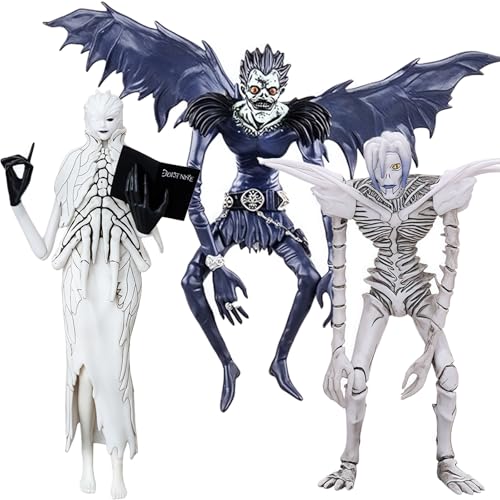 Death Note Anime Death God Series Anime Figur Statue Ryuk/Ryuuku Rem Arma 18/20 cm PVC-Statuen mit Sockel für Sammlerstück, tägliche Präsentation und Geschenk für Freunde (3 Stück) von Acfigure