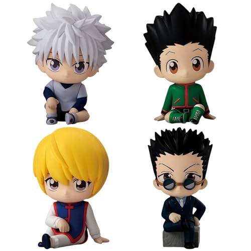 HxH Anime Figuren Gon Freecss Killua Zoldyck Kurapika Lucifer Hisoka FEI Figuren 4 Stück 9Cm Statue PVC Modell Ornament Heimdekoration Sammlergeschenk (A) von Acfigure