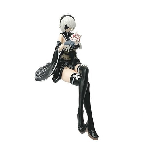 NieR Game Anime Figur 2B A2 weißhaarige Kimono-Figuren PVC 17/21,5 cm Statue Spielzeug Modell Home Ornament Dekor Sammlerstück Geschenk (2B 17 cm) von Acfigure